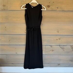 Vintage Black Crepe sleeveless ankle length dress from 1960s. size 7